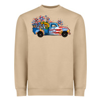 Mushroom USA 4th of July Sunflower Truck Heavyweight Sweatshirt - Jasminsmagicworld