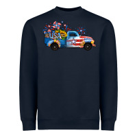 Navy USA 4th of July Sunflower Truck Heavyweight Sweatshirt - Jasminsmagicworld