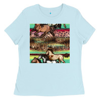 Baby Blue horses seamless pattern Ladies Tee - BundleAndBundleShop
