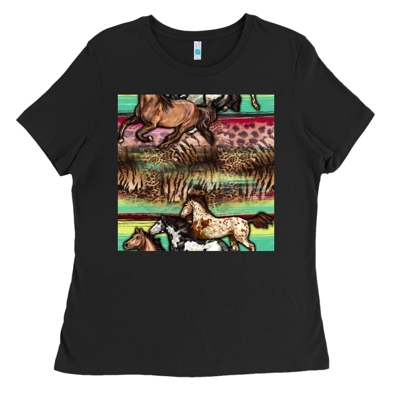 Horses Seamless Pattern Ladies Tee by BundleAndBundleShop | Teevron