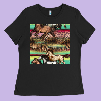 Horses Seamless Pattern Ladies Tee Designed By Bundleandbundleshop