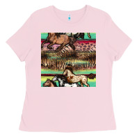 Bubblegum Pink horses seamless pattern Ladies Tee - BundleAndBundleShop