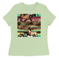 Matcha horses seamless pattern Ladies Tee - BundleAndBundleShop