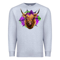 Heather Grey halloween highland cow Premium Sweatshirt - Jasminsmagicworld