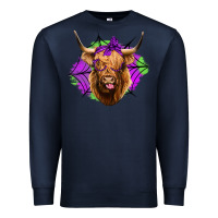 Navy halloween highland cow Premium Sweatshirt - Jasminsmagicworld