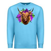 Ocean Blue halloween highland cow Premium Sweatshirt - Jasminsmagicworld