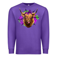Purple halloween highland cow Premium Sweatshirt - Jasminsmagicworld