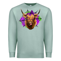 Seafoam halloween highland cow Premium Sweatshirt - Jasminsmagicworld
