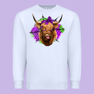 Halloween Highland Cow Premium Sweatshirt Designed By Jasminsmagicworld