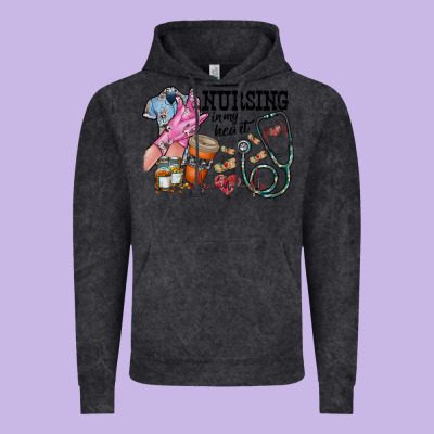 Nursing In My Heart Vintage Hoodie Designed By Racoondesign