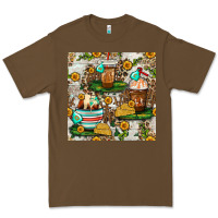 Cacao cow coffee cups and farm with leopard seamless pattern bbs Premium Tee - BundleAndBundleShop