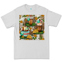Dove Grey cow coffee cups and farm with leopard seamless pattern bbs Premium Tee - BundleAndBundleShop