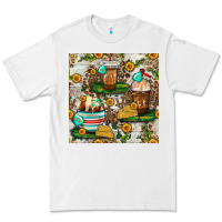 White cow coffee cups and farm with leopard seamless pattern bbs Premium Tee - BundleAndBundleShop