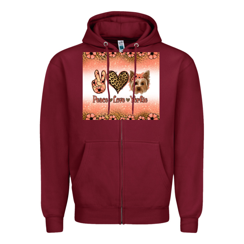 Peace Love Yorkie Zipper Hoodie by Jasminsmagicworld | Teevron