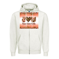 Oatmeal Heather peace love yorkie Zipper Hoodie - Jasminsmagicworld