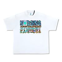 White Nursing Student No Sleep No Money No Life Urban Heavy Tee - CowhideDigitalArt