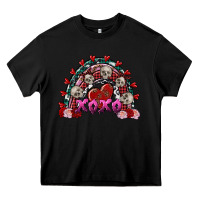 Black Skull Xoxo rainbow Valentine's Day Heavy Core Tee - FaDigitalArtStudio