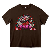 Chocolate Brown Skull Xoxo rainbow Valentine's Day Heavy Core Tee - FaDigitalArtStudio