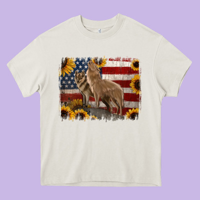 American Th Of July Wolves Heavy Core Tee Designed By Jasminsmagicworld
