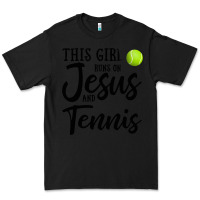 Black this girl runs on jesus and tennis Premium Tee - DesigneFamous