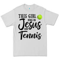Dove Grey this girl runs on jesus and tennis Premium Tee - DesigneFamous