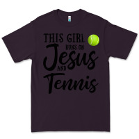 Plum this girl runs on jesus and tennis Premium Tee - DesigneFamous