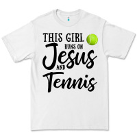 White this girl runs on jesus and tennis Premium Tee - DesigneFamous