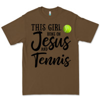 Cacao this girl runs on jesus and tennis Premium Tee - DesigneFamous