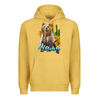 Antique Gold mama bear with sunflowers and cactus Premium Hoodie - Artiststas