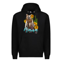 Black mama bear with sunflowers and cactus Premium Hoodie - Artiststas