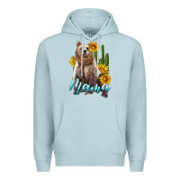 Blue Mist mama bear with sunflowers and cactus Premium Hoodie - Artiststas