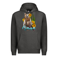 Charcoal Heather mama bear with sunflowers and cactus Premium Hoodie - Artiststas