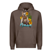 Coffee mama bear with sunflowers and cactus Premium Hoodie - Artiststas