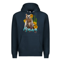 Navy mama bear with sunflowers and cactus Premium Hoodie - Artiststas