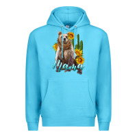 Ocean Blue mama bear with sunflowers and cactus Premium Hoodie - Artiststas