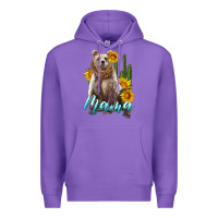 Purple mama bear with sunflowers and cactus Premium Hoodie - Artiststas