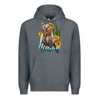 Rock mama bear with sunflowers and cactus Premium Hoodie - Artiststas
