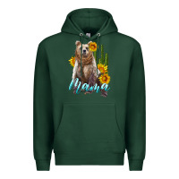 Sports Green mama bear with sunflowers and cactus Premium Hoodie - Artiststas