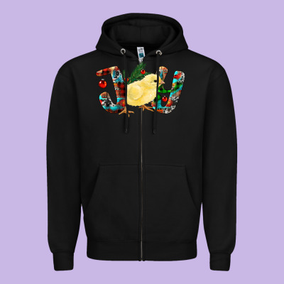 Christmas Joy With Chick Zipper Hoodie Designed By Ranaportraitstore
