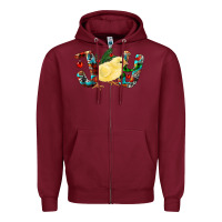 Burgundy Christmas Joy With Chick Zipper Hoodie - RanaPortraitStore