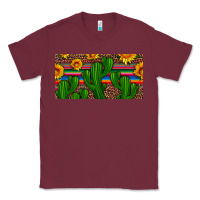 Burgundy sunflowers and cactus license plate Classic Tee - Artiststas