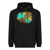 Black turquoise leopard patch Heavyweight Hoodie - Jasminsmagicworld