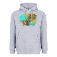 Heather Grey turquoise leopard patch Heavyweight Hoodie - Jasminsmagicworld