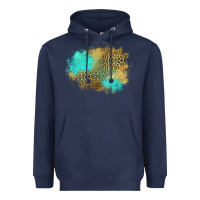 Navy turquoise leopard patch Heavyweight Hoodie - Jasminsmagicworld