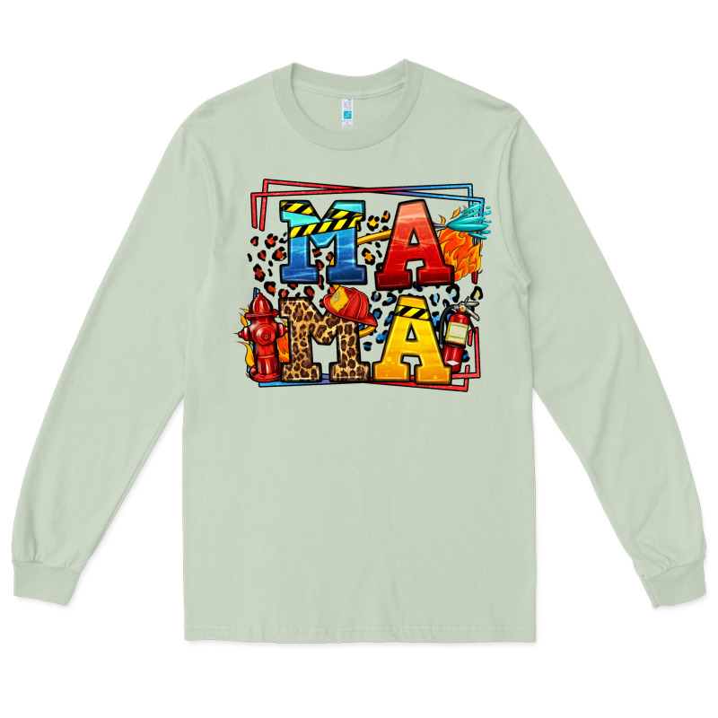 Leopard Frame Firefighter Mama Mother's Day Long Sleeve Tee by LillyAllenDesigns | Teevron