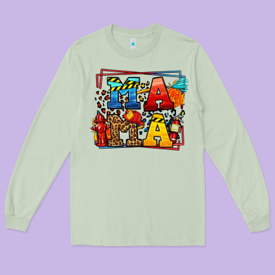 Leopard Frame Firefighter Mama Mother's Day Long Sleeve Tee Designed By Lillyallendesigns