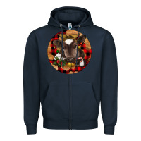 Navy Christmas Baby Cow Zipper Hoodie - RanaPortraitStore