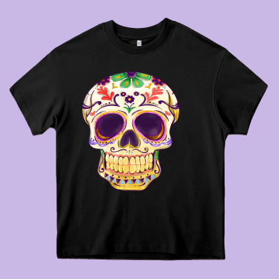 Cinco De Mayo Skull Heavy Core Tee Designed By Fadigitalartstudio