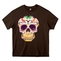 Chocolate Brown Cinco de mayo skull Heavy Core Tee - FaDigitalArtStudio