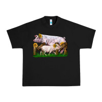 Black Mom With White Chester Pig And Baby Pig Urban Heavy Tee - LillyAllenDesigns